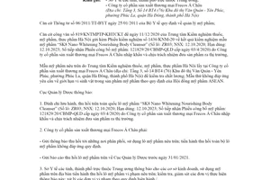 Công văn 138/QLD-MP 2021 đình chỉ lưu hành thu hồi mỹ phẩm không đạt chất lượng