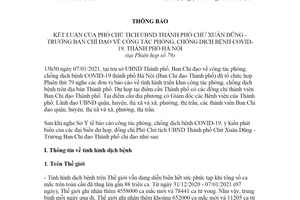 Thông báo 01/TB-BCĐ 2021 kết luận Phó Chủ tịch Ủy ban phòng chống COVID-19 Hà Nội Phiên họp 79