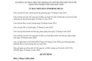 Quyết định 04/2021/QĐ-UBND phân cấp thu phí bảo vệ môi trường nước thải công nghiệp Bình Thuận