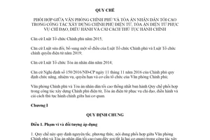 Quy chế 01/QCPH-VPCP-TANDTC 2021 phối hợp xây dựng Chính phủ điện tử Tòa án điện tử