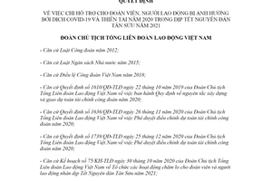 Decision 1921/QD-TLD 2021 payment of the financial support package to unionists on Tet holidays