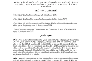 Quyết định 72/QĐ-TTg 2021 thôn vùng dân tộc thiểu số được tiếp tục thụ hưởng chính sách an sinh xã hội