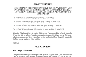 Thông tư liên tịch 08/2021/TTLT-BQP-BCA-VKSNDTC bắt tạm giữ và kiểm sát việc bắt tạm giữ