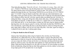 Định hướng 15/HD-VKSTC 2021 Chương trình công tác thanh tra