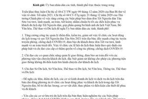 Công văn 165/BVHTTDL-TCDL 2021 đảm bảo các hoạt động du lịch trong dịp Tết Nguyên đán Tân Sửu