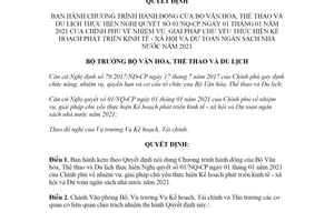 Quyết định 216/QĐ-BVHTTDL 2021 thực hiện Nghị quyết 01/NQ-CP Kế hoạch phát triển kinh tế xã hội