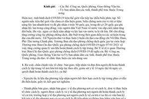 Công văn 425/CV-BCĐ 2021 hướng dẫn bàn giao quản lý sau khi hoàn thành cách ly tập trung