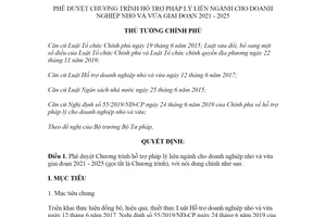 Quyết định 81/QĐ-TTg 2021 phê duyệt Chương trình hỗ trợ pháp lý liên ngành cho doanh nghiệp nhỏ và vừa