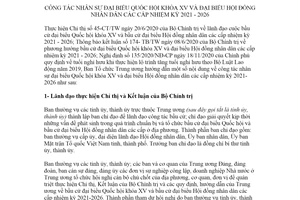 Hướng dẫn 36-HD/BTCTW 2021 công tác nhân sự đại biểu Quốc hội khóa XV