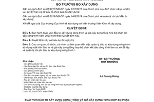 Quyết định 65/QĐ-BXD 2021 Suất vốn đầu tư xây dựng công trình và giá xây dựng bộ phận công trình 2020