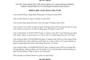Quyết định 54/QĐ-NHNN 2021 Quy chế hoạt động Ban Chỉ đạo phòng chống tham nhũng ngành Ngân hàng
