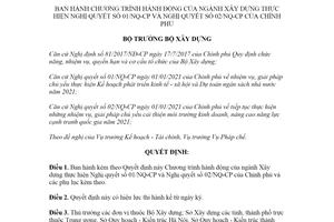 Quyết định 63/QĐ-BXD 2021 Chương trình hành động thực hiện Nghị quyết 01/NQ-CP