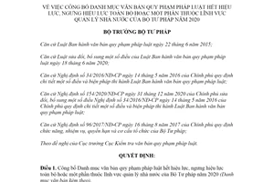 Quyết định 70/QĐ-BTP 2021 công bố văn bản quy phạm pháp luật hết hiệu lực của Bộ Tư pháp