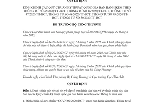 Quyết định 193/QĐ-BCT 2021 đính chính Quy chuẩn kỹ thuật quốc gia kèm theo Thông tư 45/2020/TT-BCT