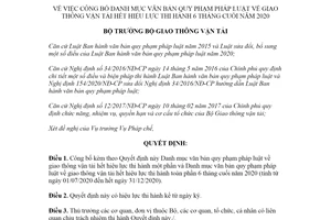 Quyết định 149/QĐ-BGTVT 2021 công bố Danh mục văn bản về giao thông vận tải hết hiệu lực thi hành