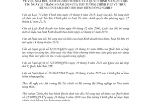 Quyết định 03/2021/QĐ-TTg sửa đổi Quyết định 22/2019/QĐ-TTg hỗ trợ bảo hiểm nông nghiệp