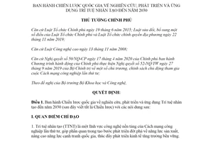 Quyết định 127/QĐ-TTg 2021 Chiến lược quốc gia nghiên cứu phát triển và ứng dụng Trí tuệ nhân tạo đến 2030