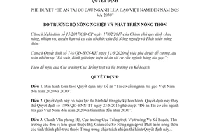 Quyết định 555/QĐ-BNN-TT 2021 Phê duyệt Đề án Tái cơ cấu ngành lúa gạo Việt Nam