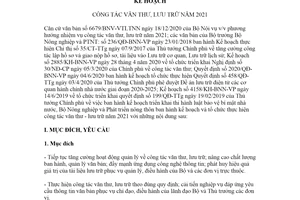 Kế hoạch 617/KH-BNN-VP 2021 Công tác văn thư lưu trữ