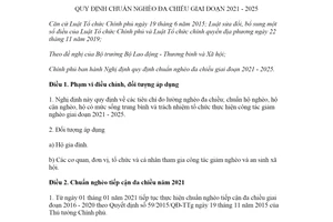 Nghị định 07/2021/NĐ-CP quy định chuẩn nghèo đa chiều giai đoạn 2021 2025