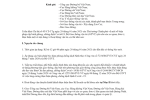 Công văn 841/BGTVT-VT 2021 triển khai Chỉ thị 05/CT-TTg biện pháp cấp bách phòng chống Covid-19