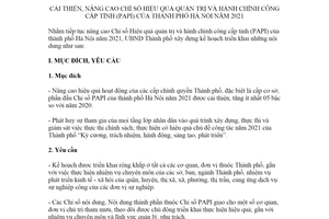 Kế hoạch 24/KH-UBND 2021 cải thiện nâng cao chỉ số hiệu quả quản trị hành chính công cấp tỉnh PAPI Hà Nội