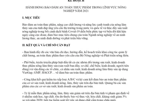 Kế hoạch 251/KH-UBND 2021 hành động bảo đảm an toàn thực phẩm trong lĩnh vực nông nghiệp Hà Nam