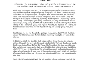 Thông báo 22/TB-VPCP 2021 Kết luận của Thủ tướng Chính phủ phòng chống dịch COVID-19