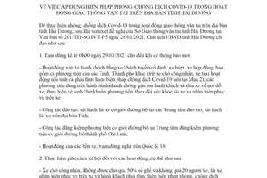 Thông báo 21/TB-UBND 2021 áp dụng biện pháp phòng chống Covid-19 trong giao thông Hải Dương