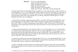 Công văn 92/AIDS-ĐT 2021 khám và cấp thuốc ARV cho người bệnh trong tình hình dịch COVID-19