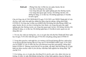 Công văn 357/SGDĐT-CTTT 2021 học sinh nghỉ học phòng chống COVID-19 Sở Giáo dục Hà Nội