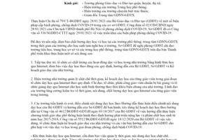 Công văn 356/SGDĐT-GDPT 2021 tổ chức dạy học qua Internet trong thời gian Covid-19 Hà Nội