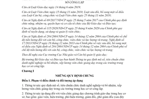 Thông tư 03/2021/TT-BGDĐT mã số tiêu chuẩn viên chức giảng dạy trường trung học cơ sở công lập