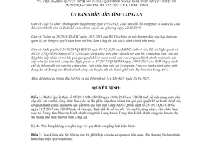 Quyết định 07/2021/QĐ-UBND bãi bỏ Quyết định 05/2013/QĐ-UBND tỉnh Long An