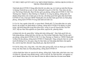 Chỉ thị 03/CT-UBND 2021 thực hiện quyết liệt biện pháp phòng chống COVID-19 Hà Nội