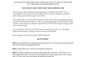 Quyết định 629/QĐ-UBND 2021 Kế hoạch rà soát đánh giá thủ tục hành chính Hà Nội