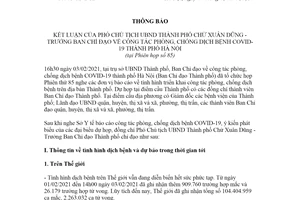 Thông báo 05/TB-BCĐ 2021 kết luận về công tác phòng chống dịch bệnh COVID-19 Hà Nội