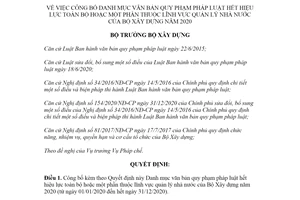 Quyết định 95/QĐ-BXD 2021 danh mục văn bản quy phạm pháp luật hết hiệu lực