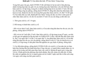 Công văn 897/BYT-MT 2021 hướng dẫn cách ly y tế cho trẻ em dưới 15 tuổi