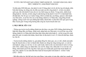 Hướng dẫn 171/HD-BTGTW 2021 tuyên truyền kết quả phát triển kinh tế xã hội năm 2020