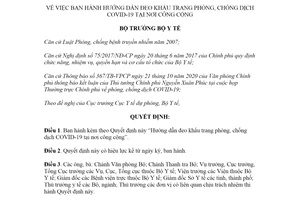 Quyết định 1053/QĐ-BYT 2021 Hướng dẫn đeo khẩu trang phòng chống dịch COVID-19 tại nơi công cộng