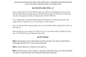 Quyết định 726/QĐ-BCA-V03 2021 theo dõi tình hình thi hành pháp luật trong Công an nhân dân