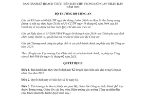 Quyết định 732/QĐ-BCA-V03 2021 Kế hoạch thực hiện dân chủ trong Công an nhân dân