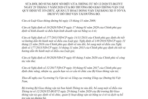 Thông tư 02/2021/TT-BGTVT sửa đổi Thông tư 12/2020/TT-BGTVT quản lý vận tải bằng xe ô tô