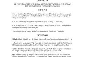 Nghị quyết 16/NQ-CP 2021 chi phí cách ly y tế khám chữa bệnh trong phòng chống dịch COVID-19