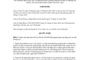 Nghị quyết 17/NQ-CP 2021 chi hỗ trợ tiền ăn bồi dưỡng chống dịch COVID19 trong 05 ngày Tết Tân Sửu 2021