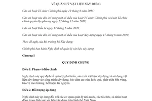 Nghị định 09/2021/NĐ-CP quản lý vật liệu xây dựng