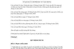 Nghị định 10/2021/NĐ-CP quản lý chi phí đầu tư xây dựng