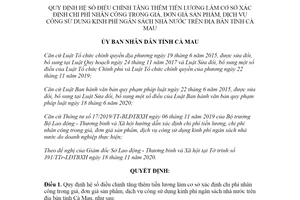 Quyết định 04/2021/QĐ-UBND điều chỉnh tăng thêm tiền lương xác định chi phí nhân công Cà Mau