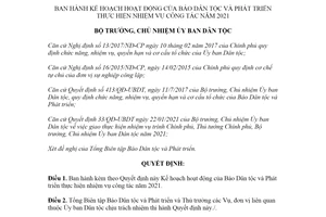 Quyết định 92/QĐ-UBDT 2021 Kế hoạch hoạt động của Báo Dân tộc và Phát triển